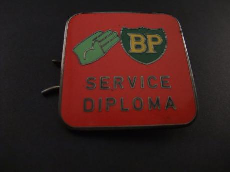 BP service diploma emaille petspeld in zeer goede staat